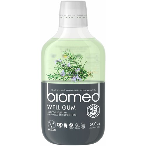 Biomed ополаскиватель для полости рта Well gum Мята антибактериальный здоровье десен, 500 мл, кедр, 2уп.