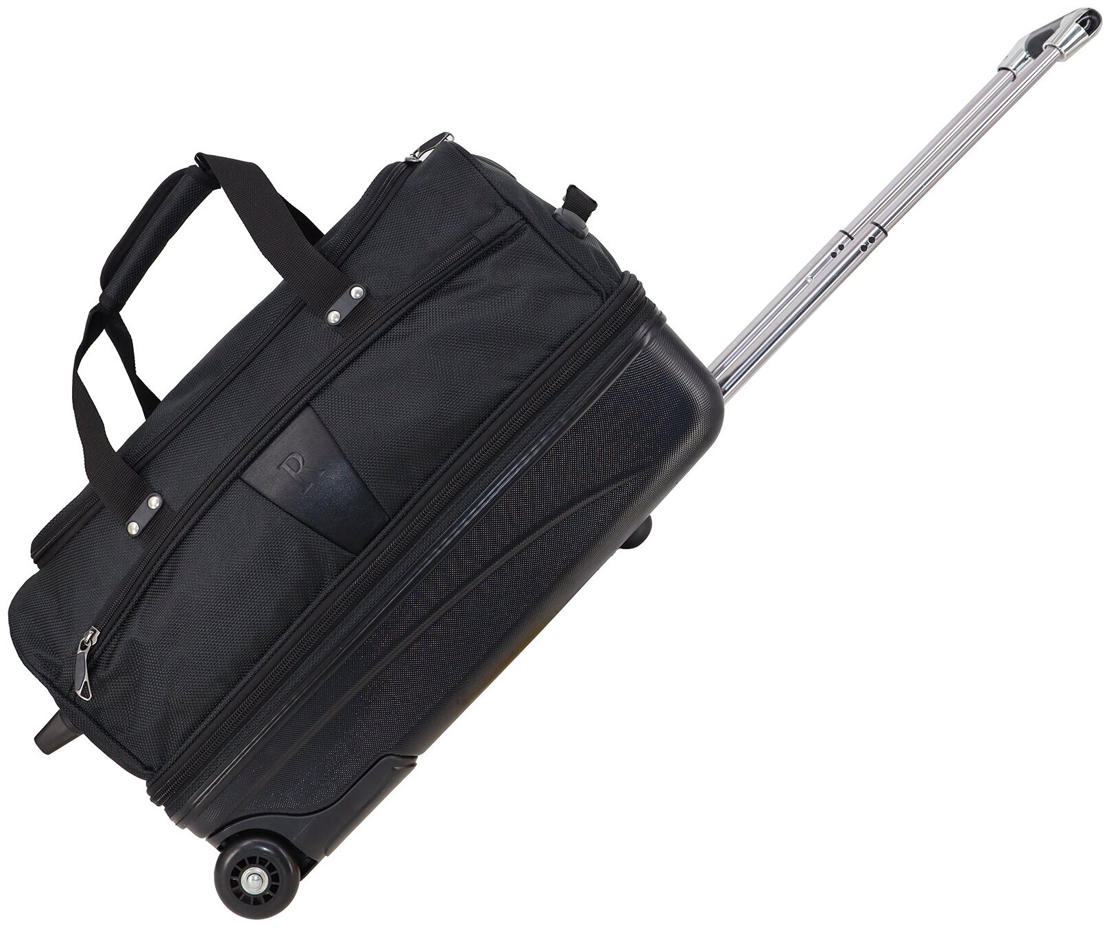 Дорожная сумка на колесах Рион+ (RION+) для путешествий и спорта R242, 66 литров, укрепленная (до 25кг), водоотталкивающая ткань, черный
