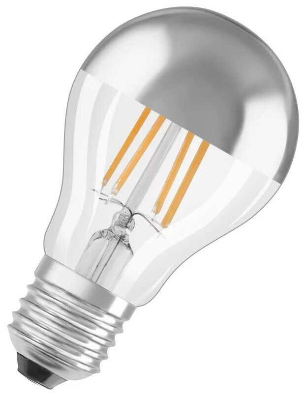 Светодиодная лампа Ledvance-osram Osram CL A 50D MIRROR S 6.5W/827 230V DIM FIL E27 650Lm d60*105 (зерк. купол)