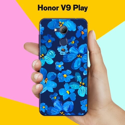 Силиконовый чехол на Honor V9 Play Синие цветы / для Хонор Ви 9 Плэй силиконовый чехол на honor v9 play енот для хонор ви 9 плэй