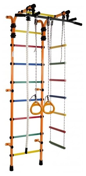 Шведская стенка для детей ДСК Орленок (Оранжевый радуга) - пристенный детский спортивный комплекс Формула Здоровья