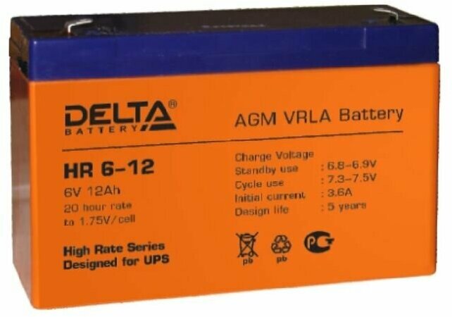 Аккумуляторная батарея DELTA Battery HR 6-12 6В 12 А·ч