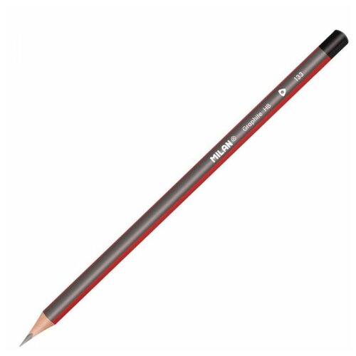 Карандаш чернографитный MILAN-71230312 HB трехгранный (серый/красный)