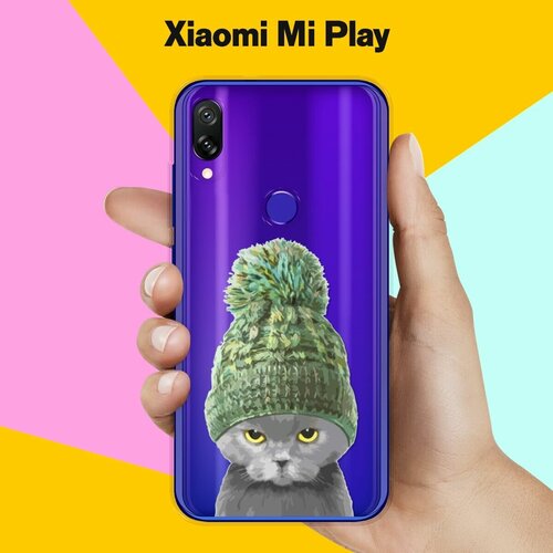 Силиконовый чехол на Xiaomi Mi Play Серый кот / для Сяоми Ми Плей силиконовый чехол сотворение адама на xiaomi mi play сяоми ми плей