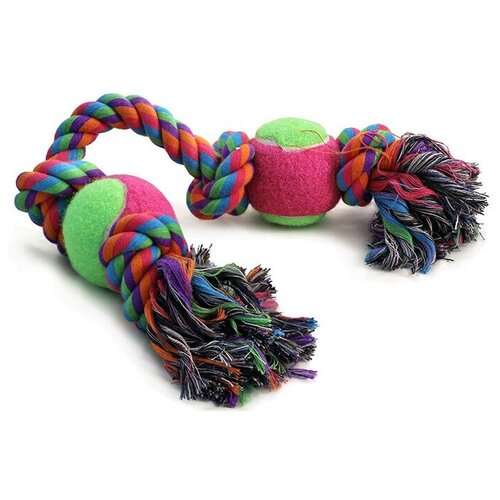 Triol Верёвка цветная Четыре узла с двумя мячами 32см
