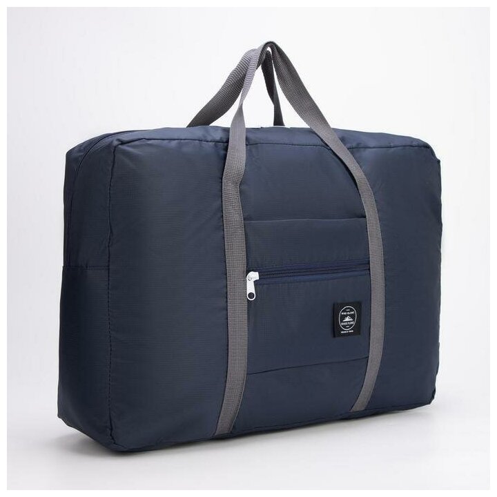 Сумка дорожная, складная, отдел на молнии, наружный карман, крепление для чемодана, цвет синий - фотография № 6