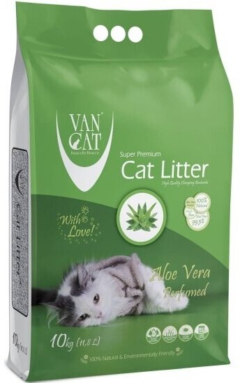 Комкующийся наполнитель Vancat VAN CAT Aloe Vera для кошачьих туалетов без пыли с ароматом алоэ вера 10 кг