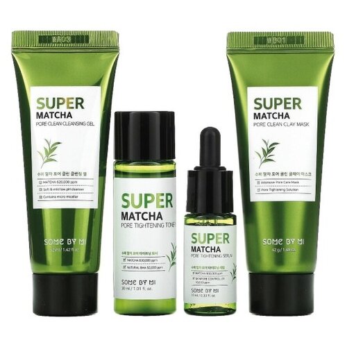 Набор для лица гель, маска, тонер, сыворотка стартовый набор super matcha pore care starter kit 4 средства