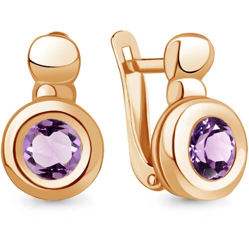 Серьги из золочёного серебра Aquamarine А4765304-п с аметистом