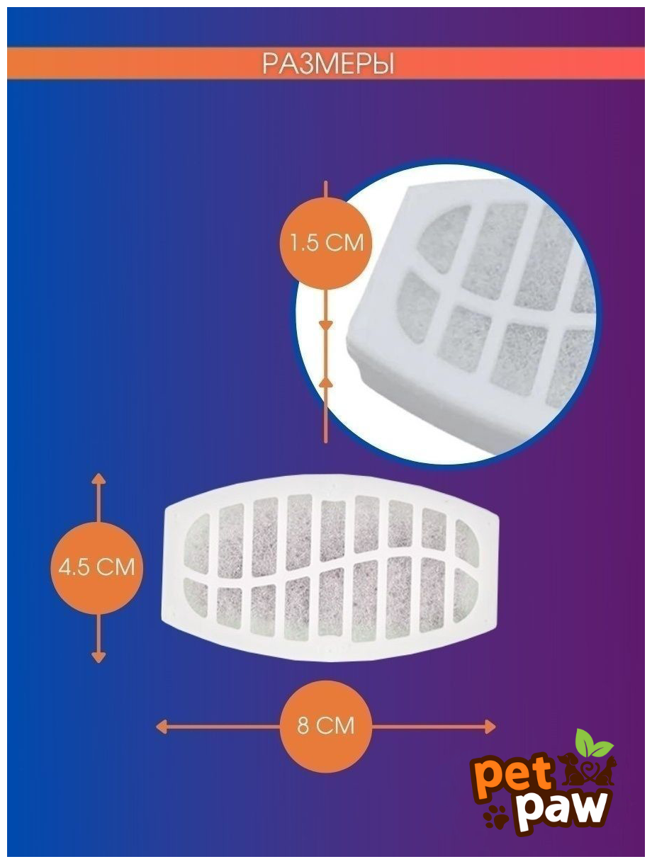 Фильтры для поилки автоматической PetPaw угольные набор 2 шт - фотография № 5