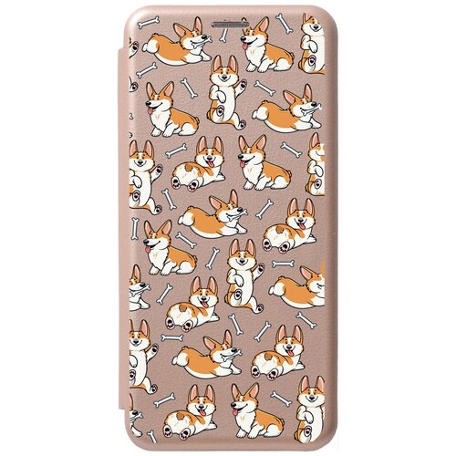 Чехол-книжка Corgi Pattern на Realme 10 4G / Рилми 10 4Г с 3D эффектом золотой силиконовый чехол с принтом corgi pattern для realme 10 4g рилми 10 4г