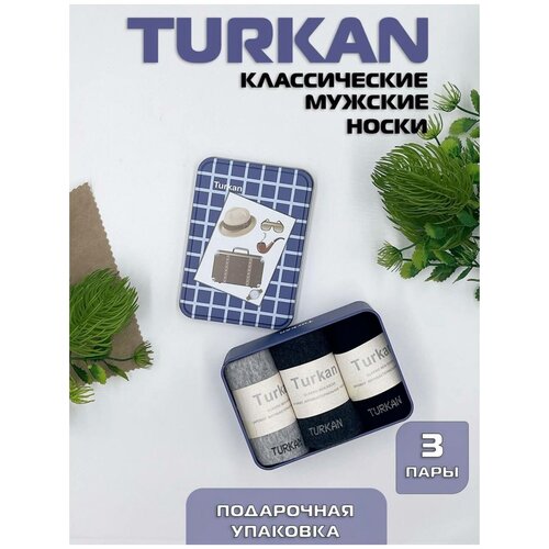 Носки Turkan, 70 den, 3 пары, размер 39-44, синий, серый