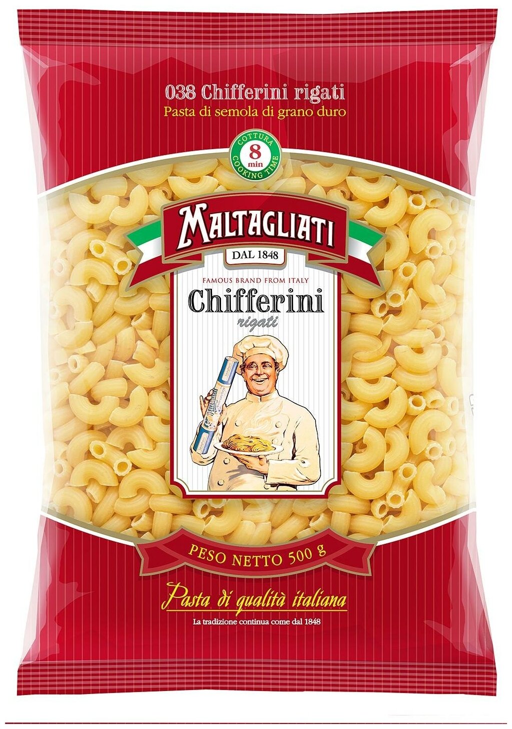 Макаронные изделия Maltagliati Chifferi rigati № 038 450 г - фотография № 1