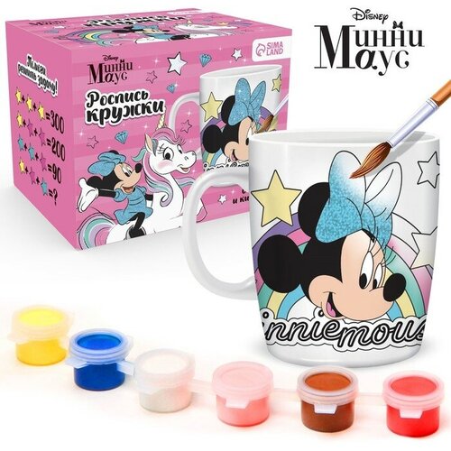 игрушка минни маус minnie mouse радужная 40 см Набор, кружка под раскраску, 250 мл, Минни Маус