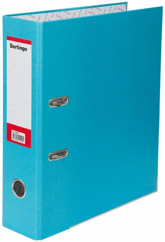 Папка-регистратор Berlingo "Hyper", 80мм, картон, нижний метал. кант, голубая BERLINGO_ 270052