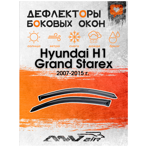 Дефлекторы боковых окон на Hyundai Н1 Grand Starex 2007-2015 г. / Ветровики на Хендай Гранд Старекс