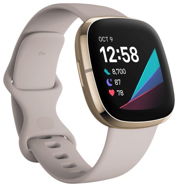 Умные часы Fitbit Sense, lunar white/soft gold stainless steel