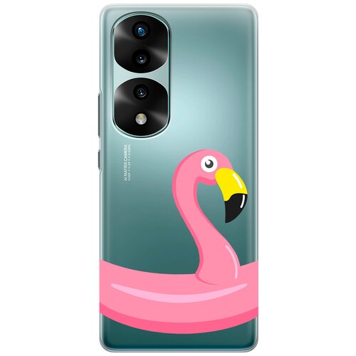 Силиконовый чехол с принтом Flamingo Swim Ring для Honor 70 Pro / Honor 70 Pro+ / Хонор 70 / 70 Про Плюс силиконовый чехол на honor 70 pro honor 70 pro хонор 70 70 про плюс с 3d принтом flock of ducks прозрачный