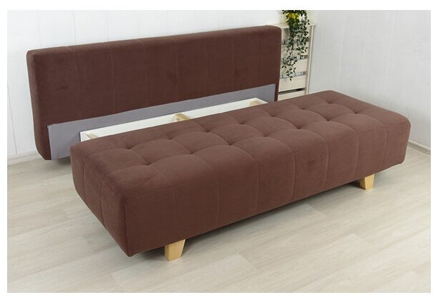 Диван-кровать Кори, глубина дивана 95 см, прямой, ткань велюр, 200х95х87 см, со спальным местом 200х150 см, коричневый