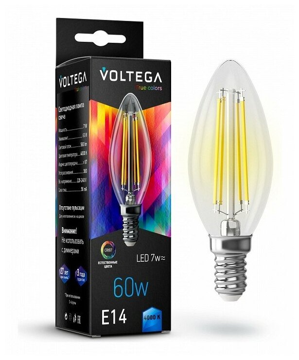 Лампа светодиодная Voltega 7153 True colors VG10-C35E14cold7W-FHR E14 7Вт 4000K CRI97