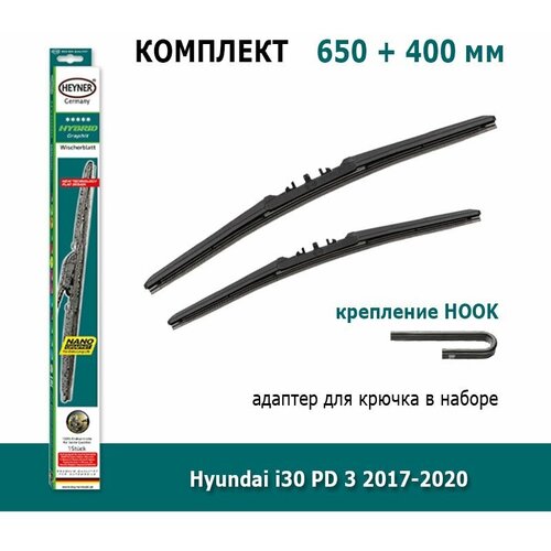 Дворники Heyner Hybrid 650 мм + 400 мм Hook для Hyundai i30 PD 3 / Хендай Ай 30 2017-2020