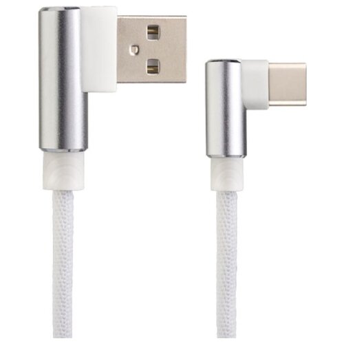 фото Мультимедийный кабель usb2.0 a вилка - usb c вилка, угловой, белый, длина 1 м., бокс (u4905) perfeo