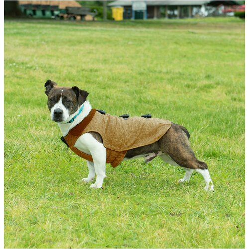 Нано куртка осенняя с капюшоном Dog Gone Smart Herrigbone coat 65 см, коричневый