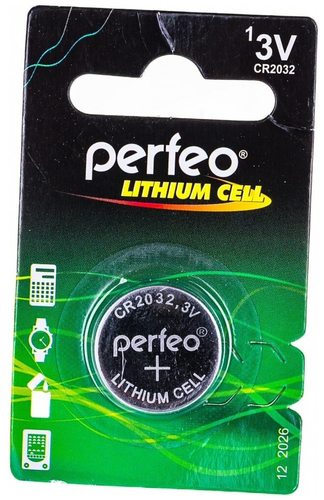 Батарейка CR2032 литиевая Perfeo CR2032/1BL Lithium Cell 1 шт