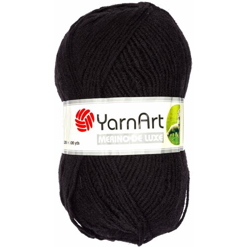 Пряжа Yarnart Merino De LUXE черный (585), 50%акрил/50%шерсть, 280м, 100г, 3шт