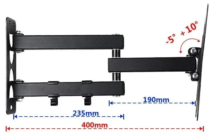 Настенный наклонно-поворотный кронейн для ТВ X-400 (Черный) Диагональ от 32 до 55
