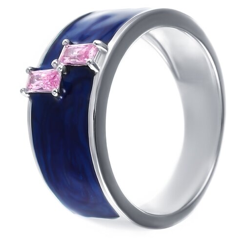 фото Широкое ювелирное кольцо из серебра 925 пробы с эмалью и кубическим цирконием ml12507c_ko_enam_001_wg element47