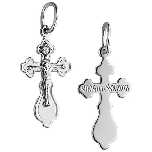 Алькор Крестик из белого золота с одним бриллиантом 3206-200