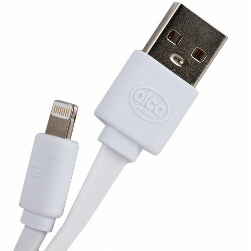 Кабель - провод для зарядки смартфона и других устройств, плоский USB 2.0 / Apple Lightning , белый кабель провод для зарядки смартфона и других устройств плоский usb typ c apple lightning белый