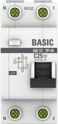 Выключатель автоматический дифференциальный АД-12 1п+N 25А C 30мА тип АС Basic (электронный) DA12-25-30-bas EKF