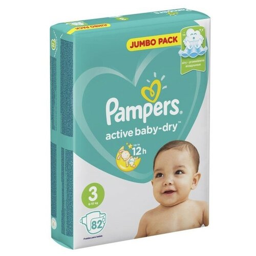 Подгузники Pampers Active Baby-Dry 3 (6-10 кг), 82 шт.