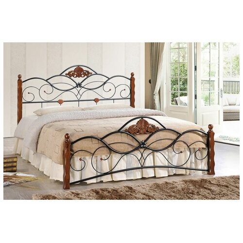 Кровать Canzona 140х200 см черный/красный дуб