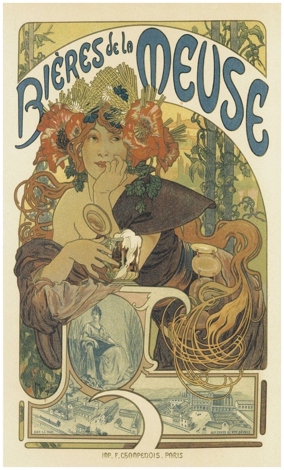 Рекламный плакат - Пиво Bieres de la Meuse в раме