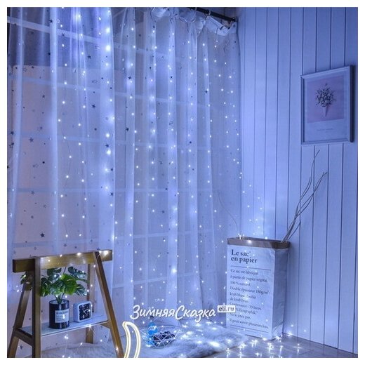 Snowhouse Гирлянда штора Капельки Росы 2.2*2.2 м, 400 холодных белых мини LED ламп, серебряная проволока, IP20 CLLDM400-W