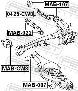 Сайлентблок Рычага Mitsubishi Lancer 00-09/Outlander 02-06 Зад. подв. Febest арт. MAB022