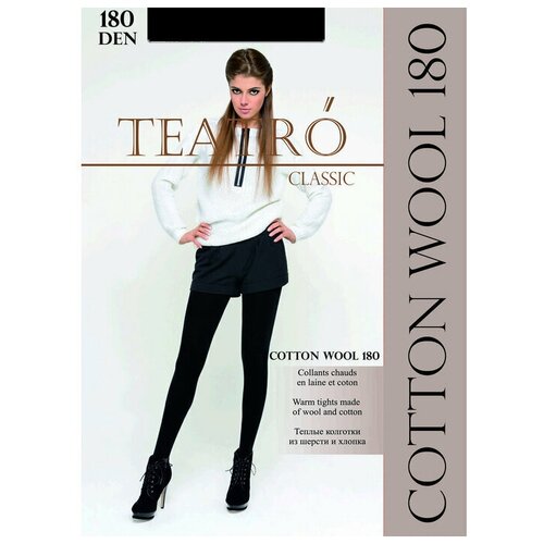 Колготки теплые Teatro Cotton Wool 180, размер II, nero (чёрный)