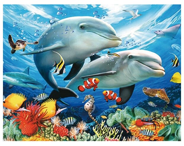Алмазная мозаика Molly 15х20 см Дельфины в море