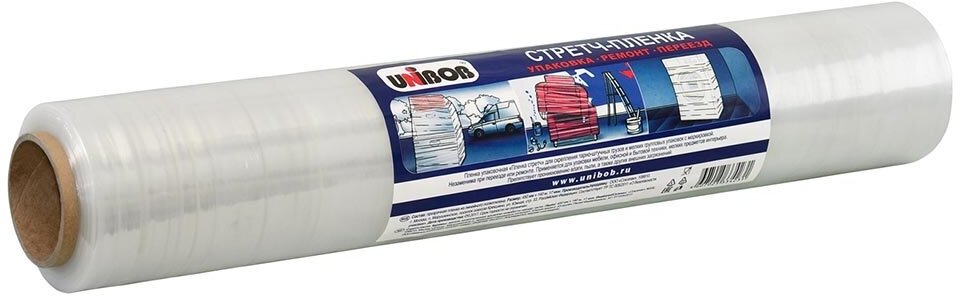 Стрейч пленка Unibob, 17 мкм, 450 мм x 140 м, прозрачная