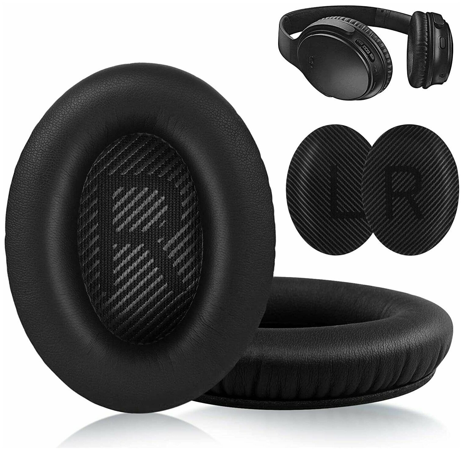 Амбушюры для наушников BOSE QuietComfort 35 и QuietComfort 35 II, QC35, QC45 (кожа)