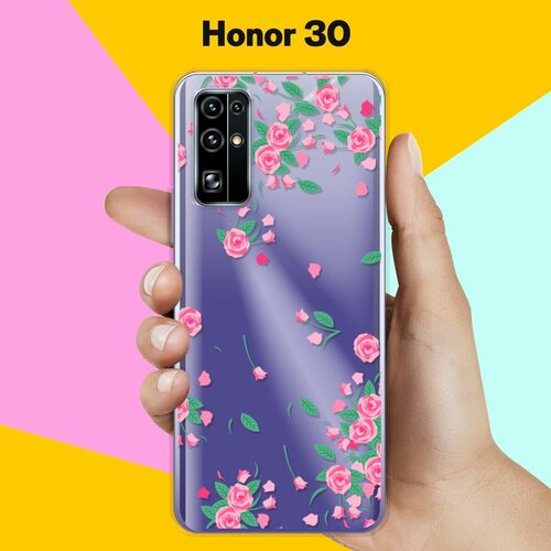 Силиконовый чехол Розочки на Honor 30 силиконовый чехол на honor 30 хонор 30 beautiful white flowers прозрачный