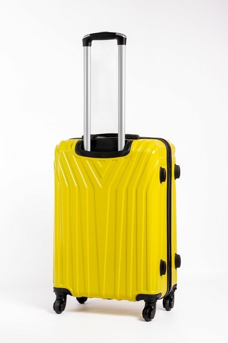 Чемодан , ABS-пластик, износостойкий, 75 л, размер M+, желтый - фотография № 3