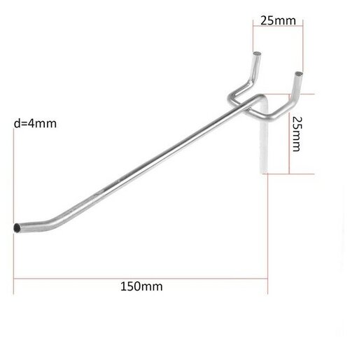 Крючок одинарный для перфорации, L=150, d=4, шаг 25