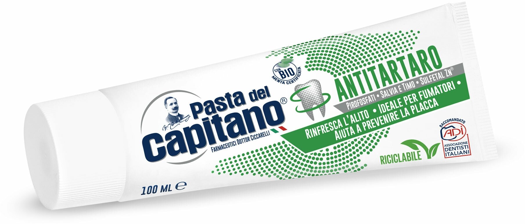 Паста зубная от зубного камня для курящих Pasta del Capitano туба 100мл Farmaceutici Dottor Ciccarelli S.P.A - фото №4