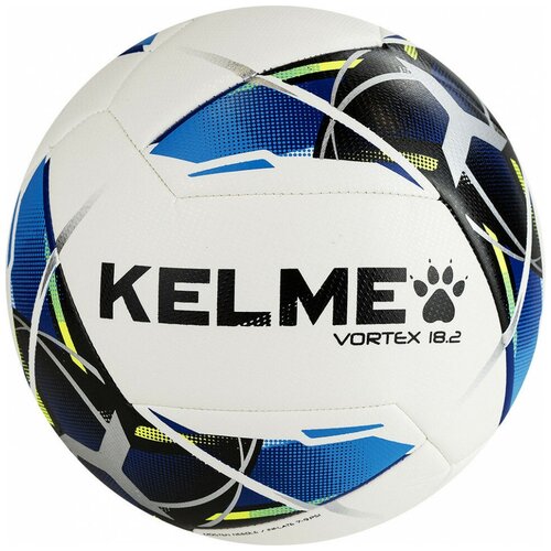 Мяч футбольный KELME Vortex 18.2 9886120-113, р.5, 32 панели, ПУ, машинная сшивка, бело-синий