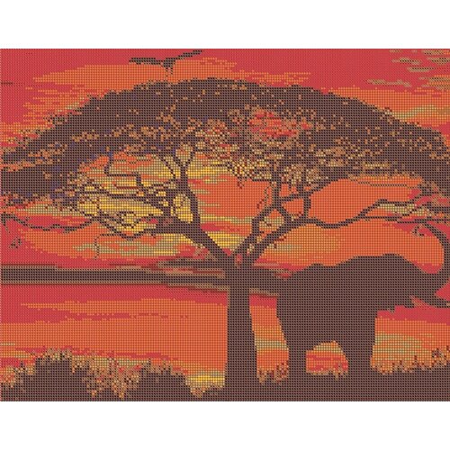 Вышивка бисером наборы картина Слон на закате 30*38 см вышивка бисером африканский слон 42x31 см