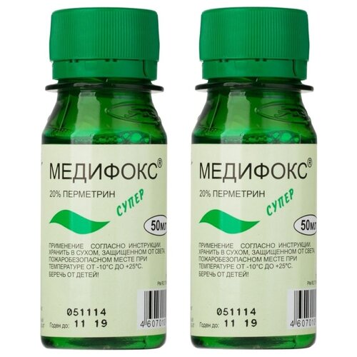 Средство Медифокс Супер от платяных вшей, чесоточных клещей, клопов, блох, тараканов, 50 мл 2 шт